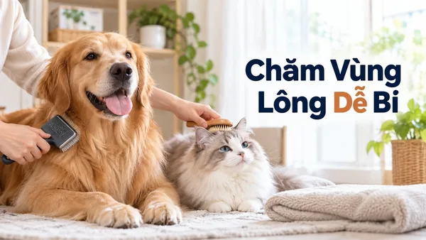 Người nuôi kiểm tra vùng lông dễ bí ở chó mèo lông dài.