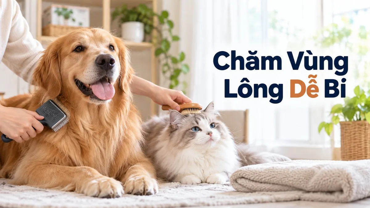 Người nuôi kiểm tra vùng lông dễ bí ở chó mèo lông dài.