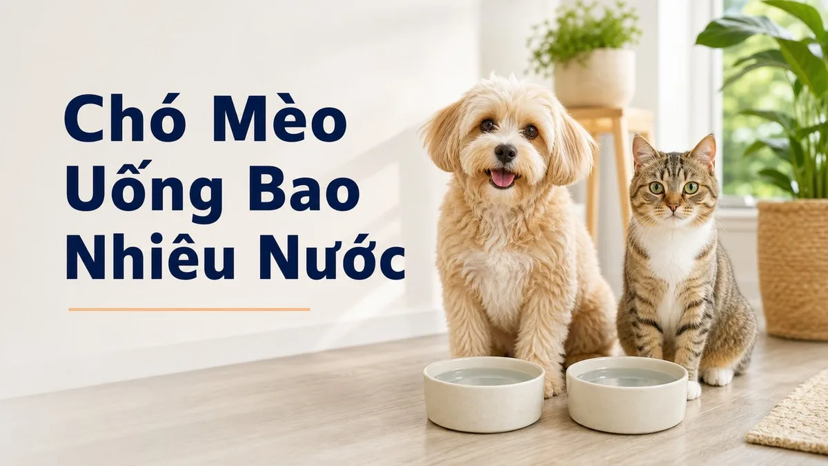 Chó mèo uống bao nhiêu nước mỗi ngày bên hai bát nước sạch trong ngày nóng.