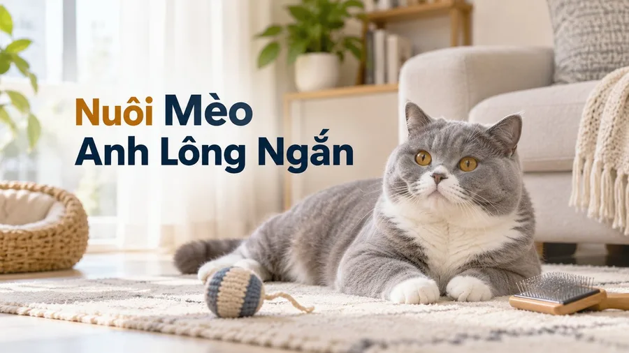 Mèo Anh lông ngắn có dễ nuôi không trong căn hộ với đồ chơi và lược chải lông